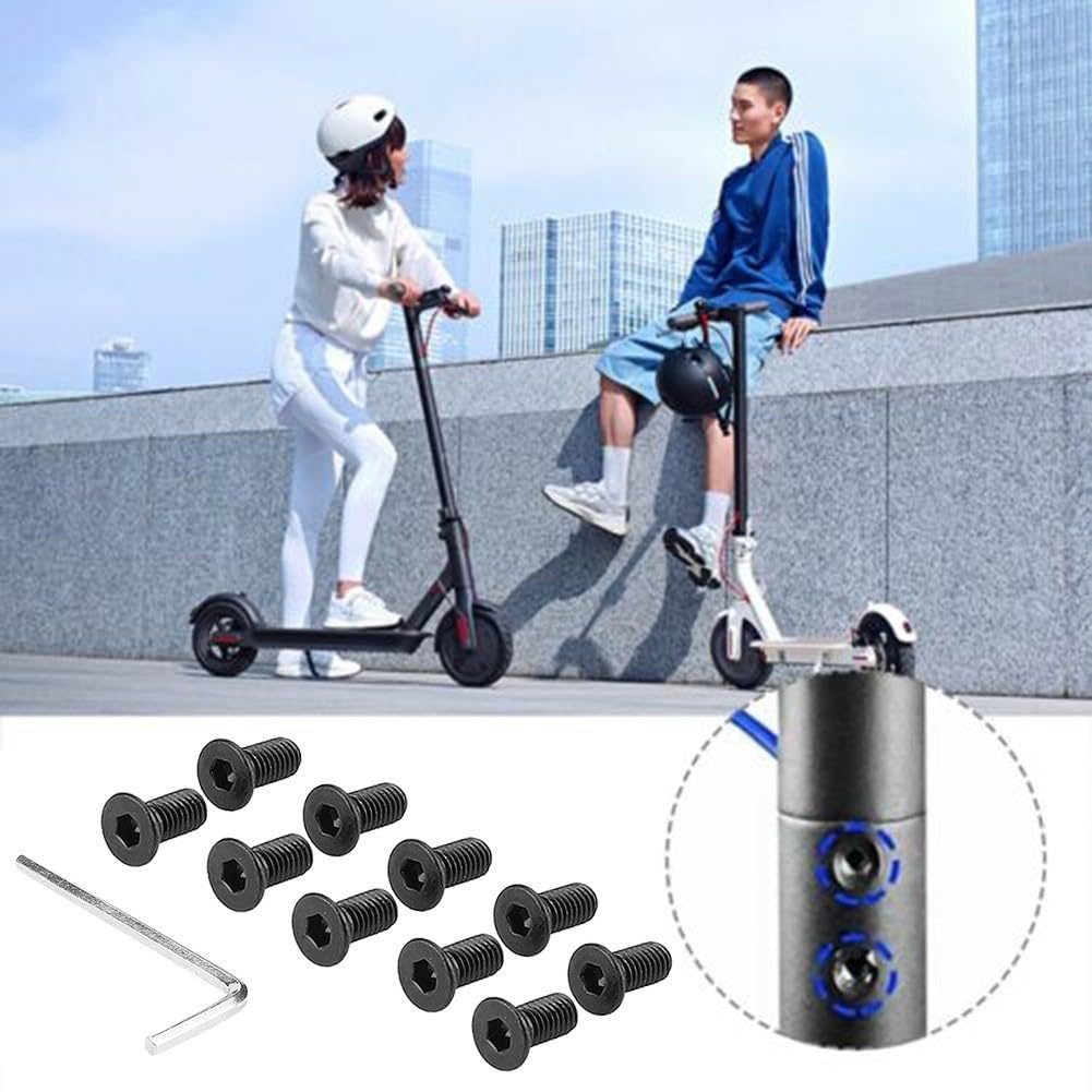 Kit de montaje de tornillo de acero inoxidable con llave para scooter eléctrico Ninebot ES1/ES2/ES3/ES4, juego de repuesto de pernos de mástil de frente, color negro