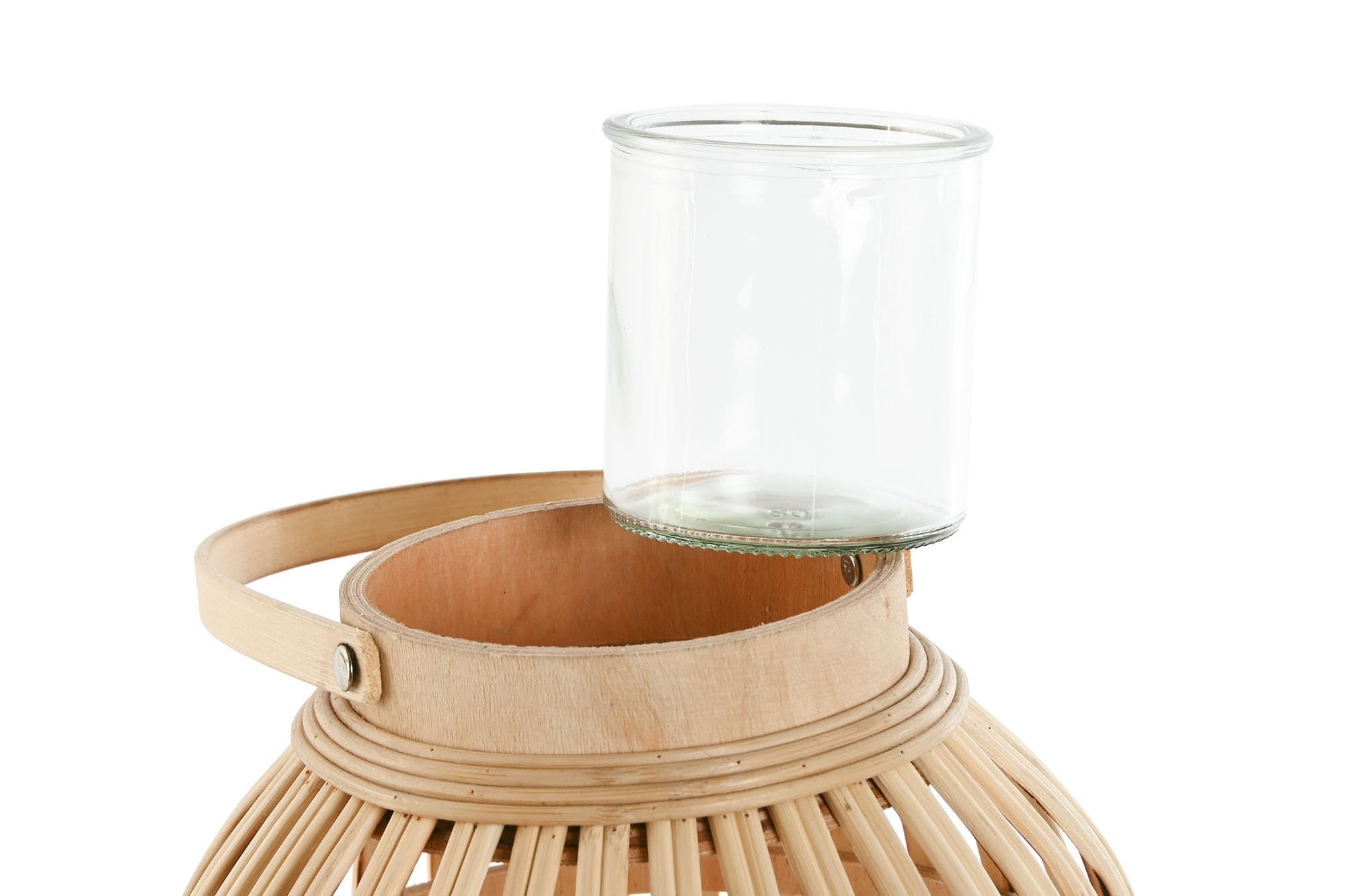 Farol portavela de Bambu Natural de Ø 22,5x22,5x30 cm