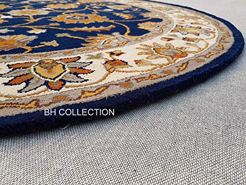 Image of Royal Look Handmade Carpet with Super Soft & Pure Woolen Carpet for Your BEDROOMS & Living Room with 1 INCH Pile Height 6 X 6 FEET (180x180 cm) Round Multi
