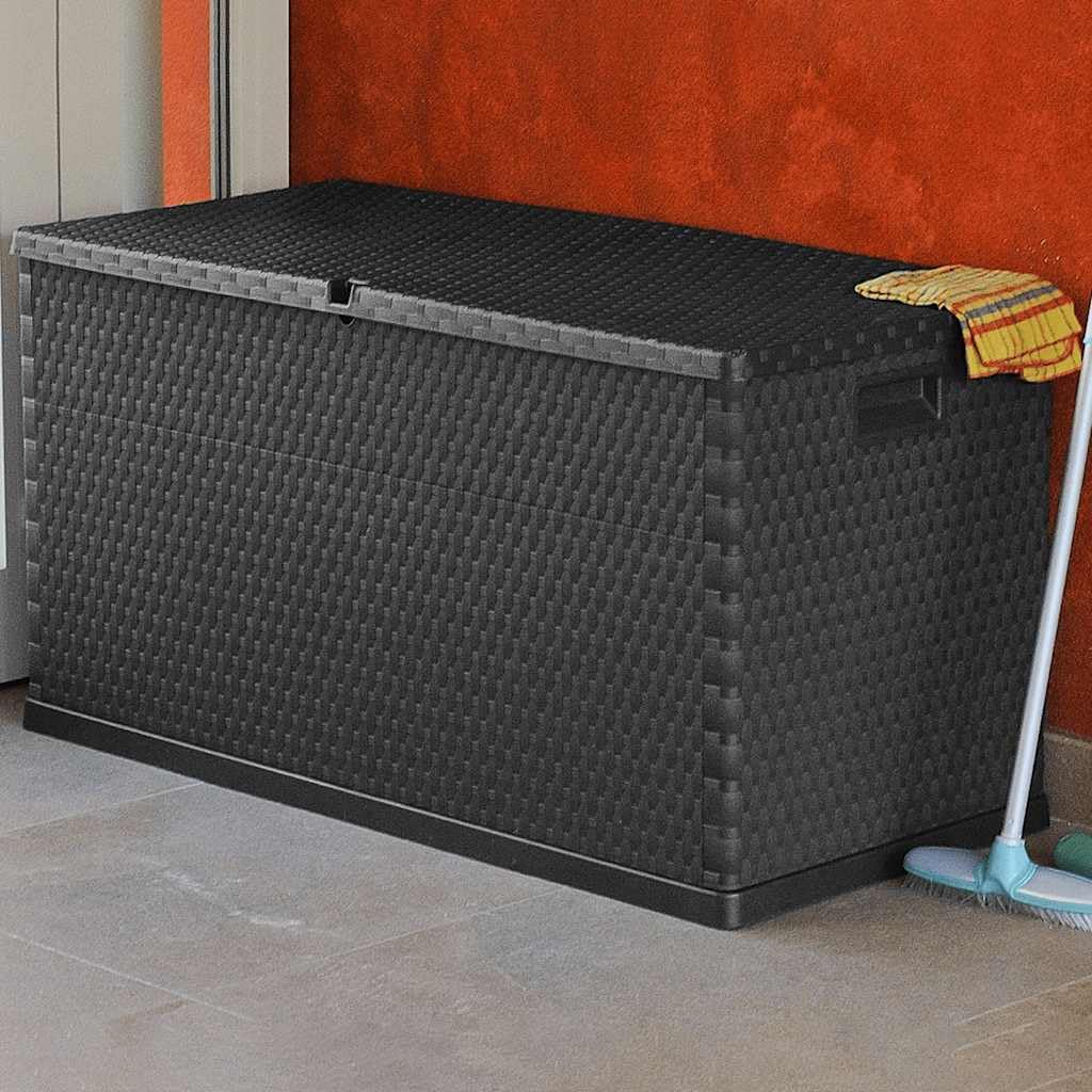 vidaXL Skrzynia ogrodowa, antracytowa, 120x56x63 cm, rattan PP