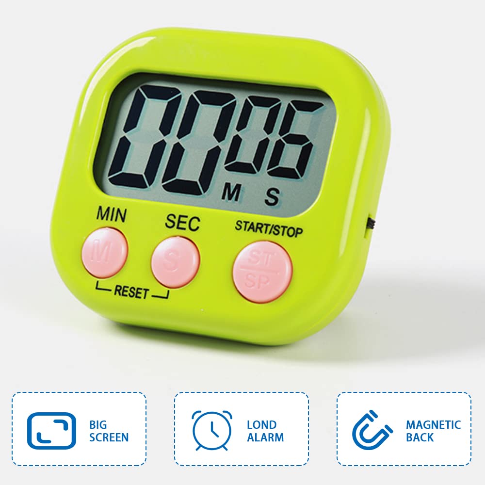 Digital Kitchen Timer Magnetic Backing Stand, Timers for Baking Kitchen, Study, Exercise Training - Image 3