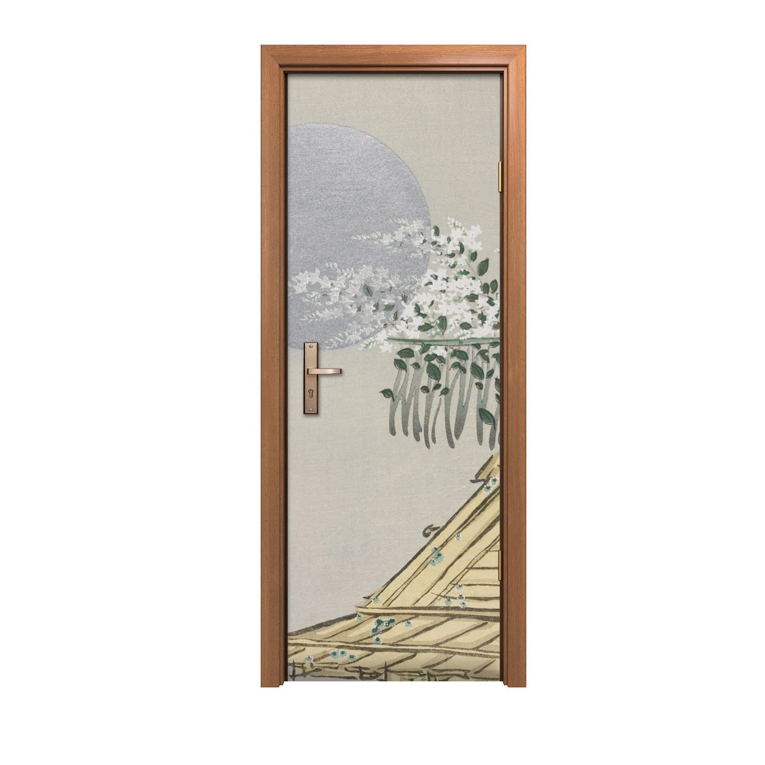 Autocollant de porte 70x200cm motif fleurs d'Asie pour décoration murale