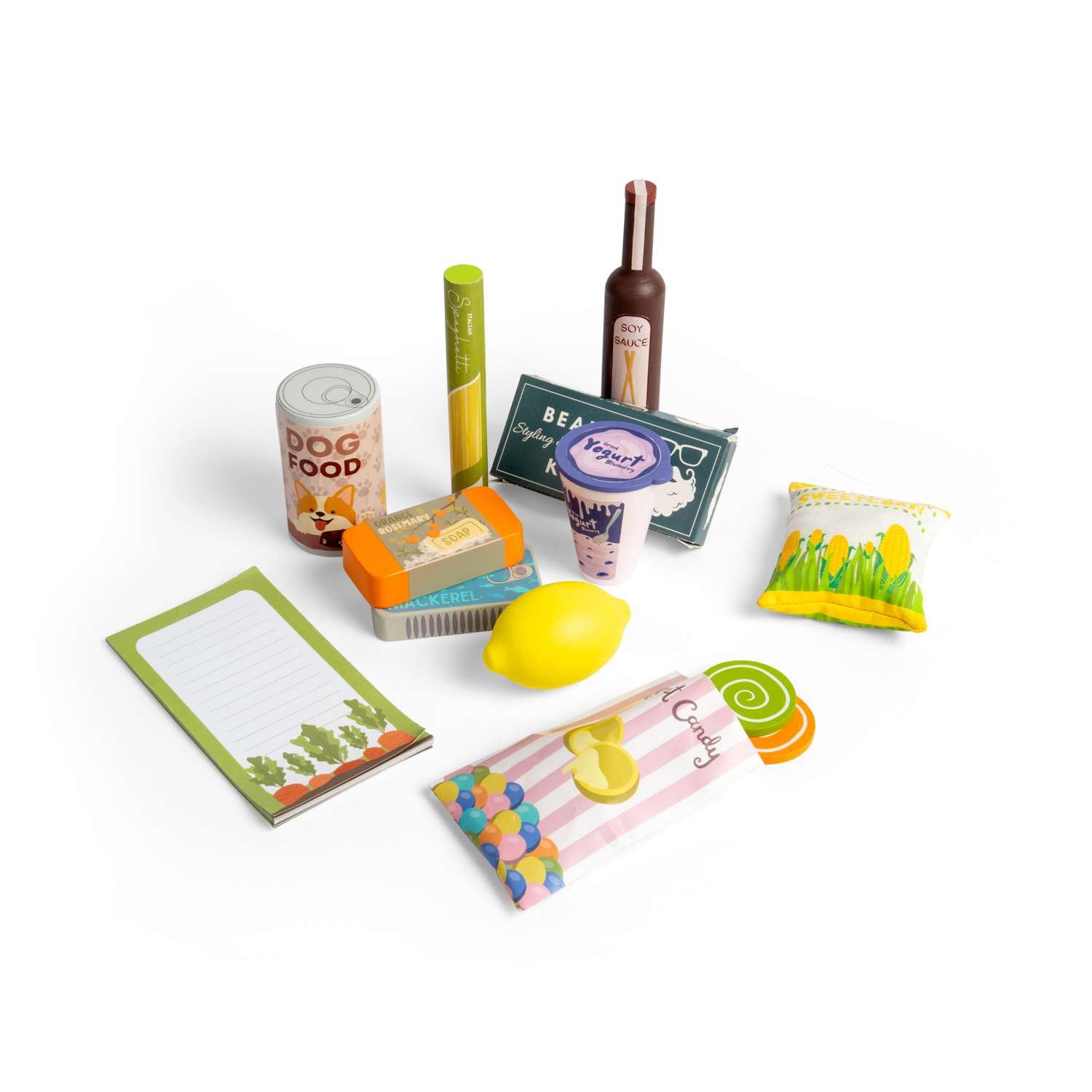 Bigjigs Toys Einkaufsreise-Set, 17-teiliges Holz-Einkaufsspielset