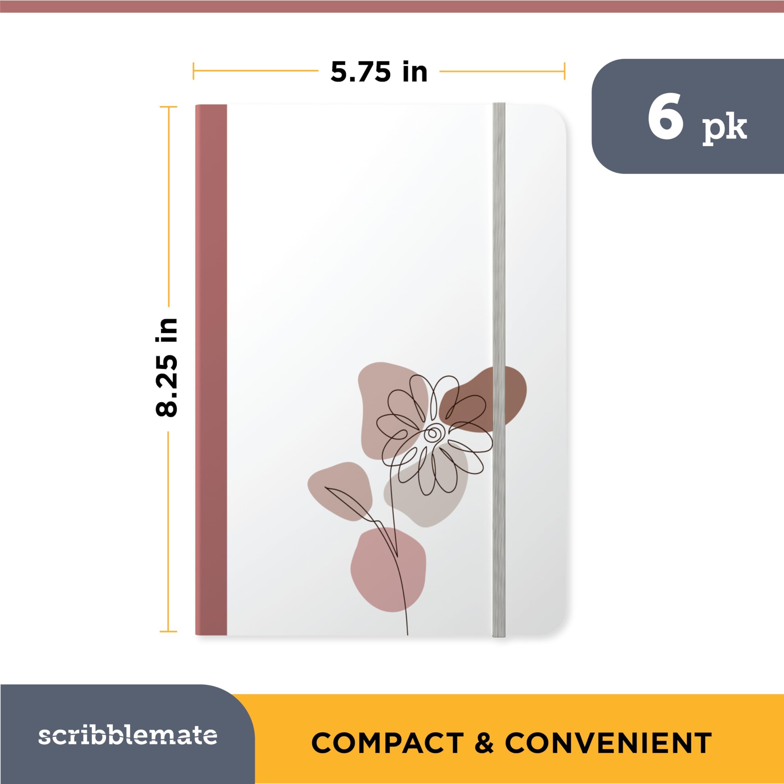 Cuaderno rayado, paquete de 6 cuadernos rayados A5 para mujeres y hombres, 160 páginas, tamaño mediano de 5.75 x 8.25 pulgadas, cuaderno de diario de tapa dura, papel premium de 100 g/m² (paquete de
