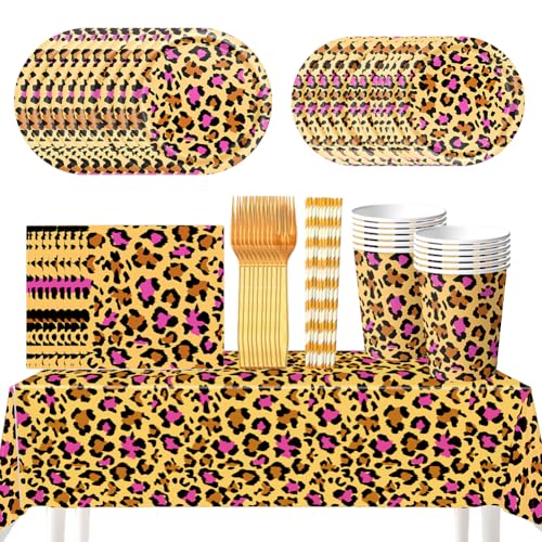 Imagen de Vajilla de Cumpleaños con Estampado de Leopardo