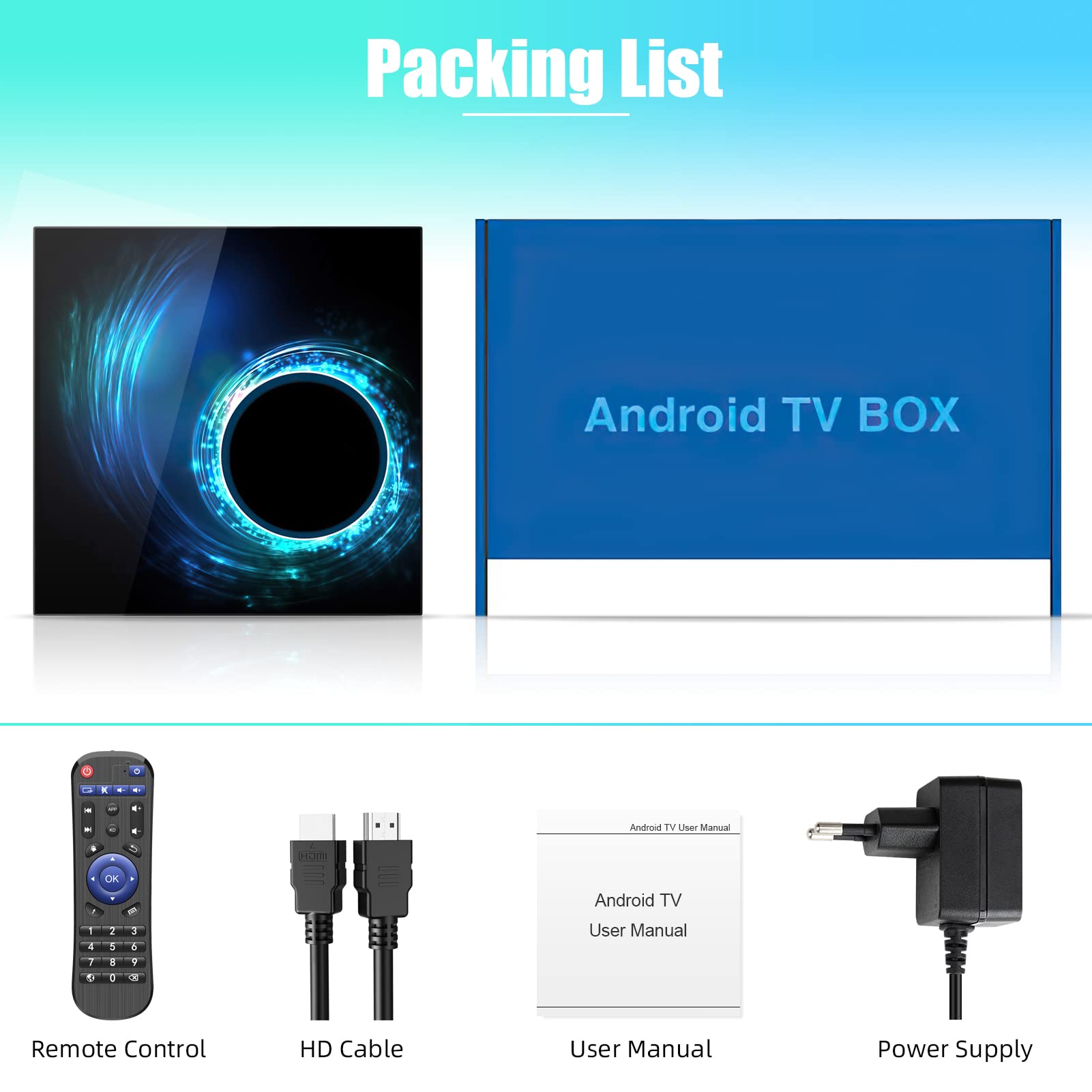 Android 10.0 TV Box 4GB RAM 64GB ROM Allwinner H616 Quadcore Mali-G31 MP2 GPU Supporto 2.4 / 5.0GHz dual-band Wifi BT5.0 3D 6K Ultra HD H.265 10/100 Ethernet HDMI2.0 Smart TV BOX