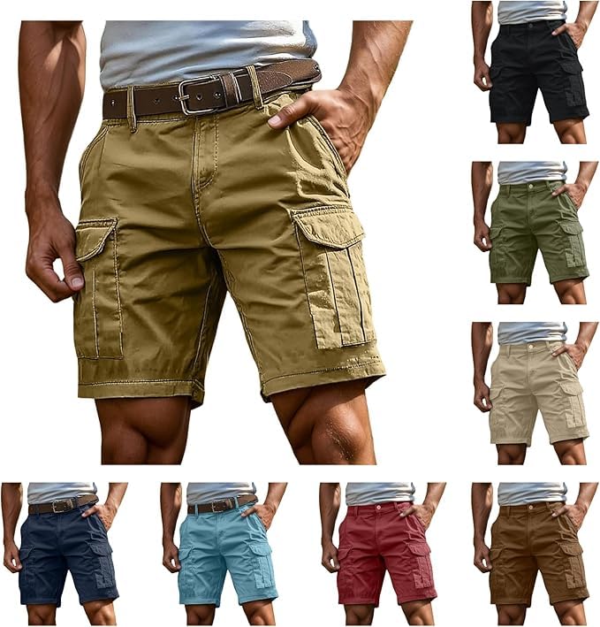 Pantalones Cortos Hombre Cargo Pantalón Corto Hombre Casual Bermudas de Trabajo Deportivos Hombre Verano Cargo Cortos Casual Bermudas Shorts Running Deporte con Múltiples Bolsillos S-4XL