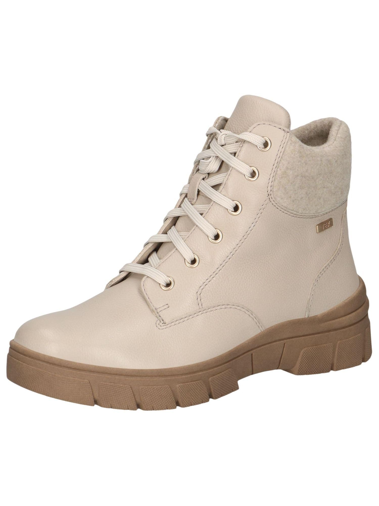 CAPRICE Women's lace-up ankle boots lined water-repellent, Beige (Beige Nappa), 7.5 UK