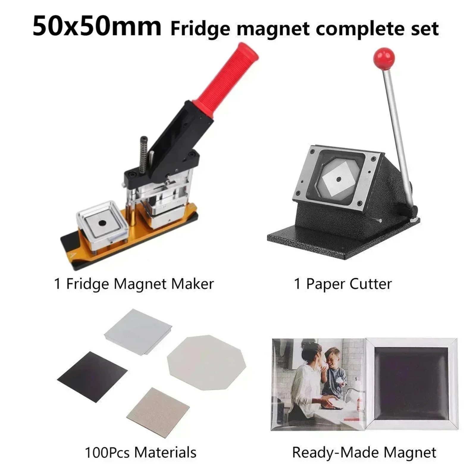 Fridge Magnet Maker 50x50mm kwadratowa naklejka na lodówkę maszyna do robienia magnesów na lodówkę z obcinaczem do papieru materiały magnetyczne