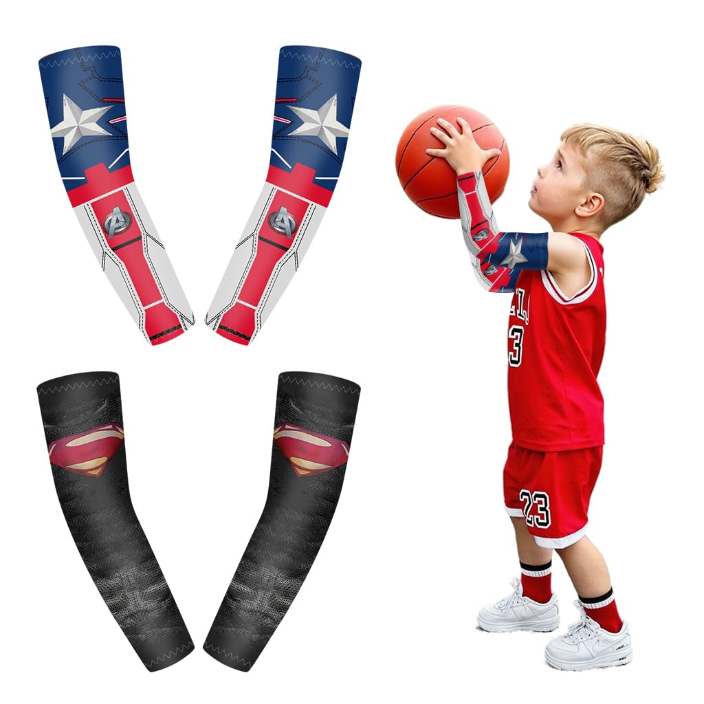 SNOWIE SOFT® 2Pairs Cooling UV Protection Arm Sleeves for Kids Aged 5-10, UPF 50+ Protective Summer Hand Cover Arm Sleeves for Boys, Cool Spider Man Breathable Outdoor Sports Arm Sleeves for Kids Boys-image-21