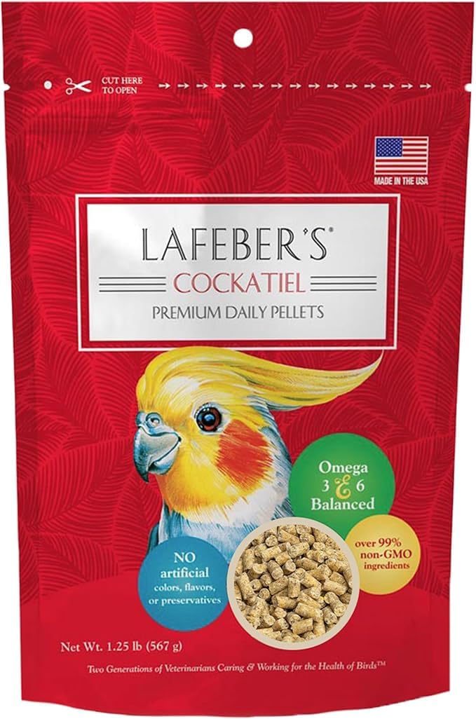 Lafeber Premium Daily Diet Pellets Pet Bird Food, Made with Non-GMO and Human-Grade Ingredients, for Cockatiels, 1.25 lb