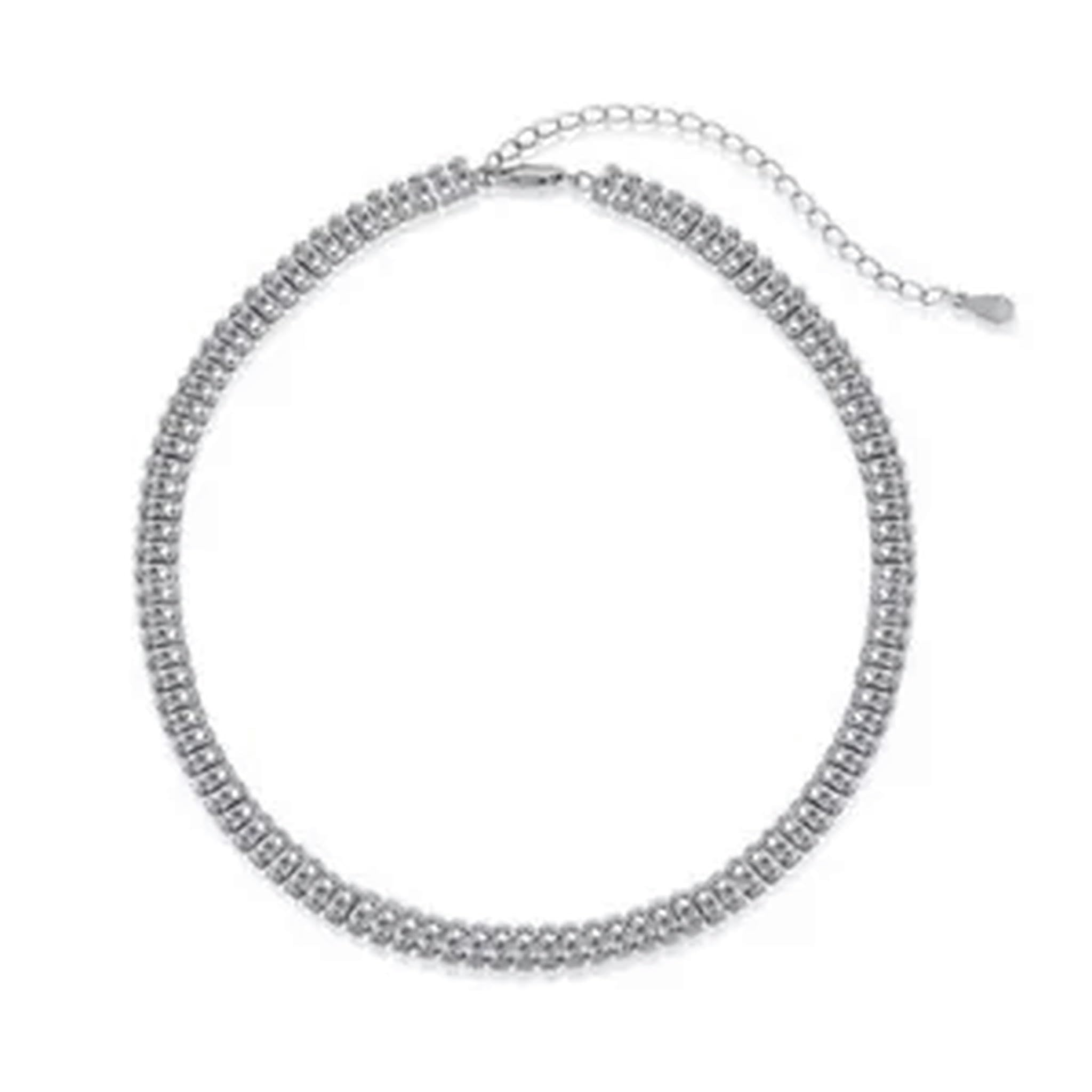 S925 Silber 5A Zirkonia Tennis Halsketten Choker Halsketten Hochzeit-Silber