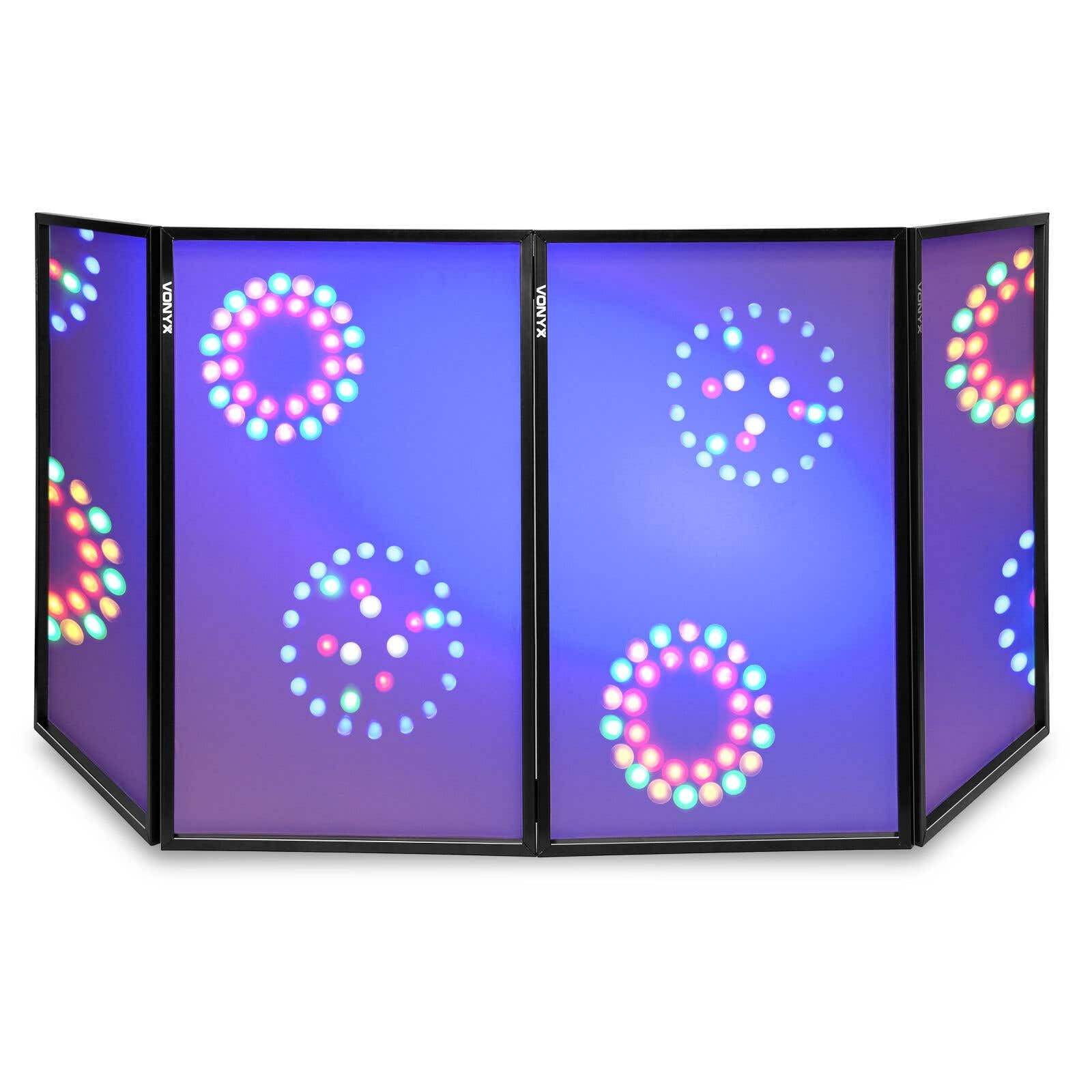 Vonyx DB2 DJ Screen, Verkleidung für DJ Pult inkl. Tasche, zusammenklappbarer und mobiler DJ Stand, 280cm x 120xm, Booth, mit integrierter Leinwand für ein professionelles Bühnenbild, Weiß