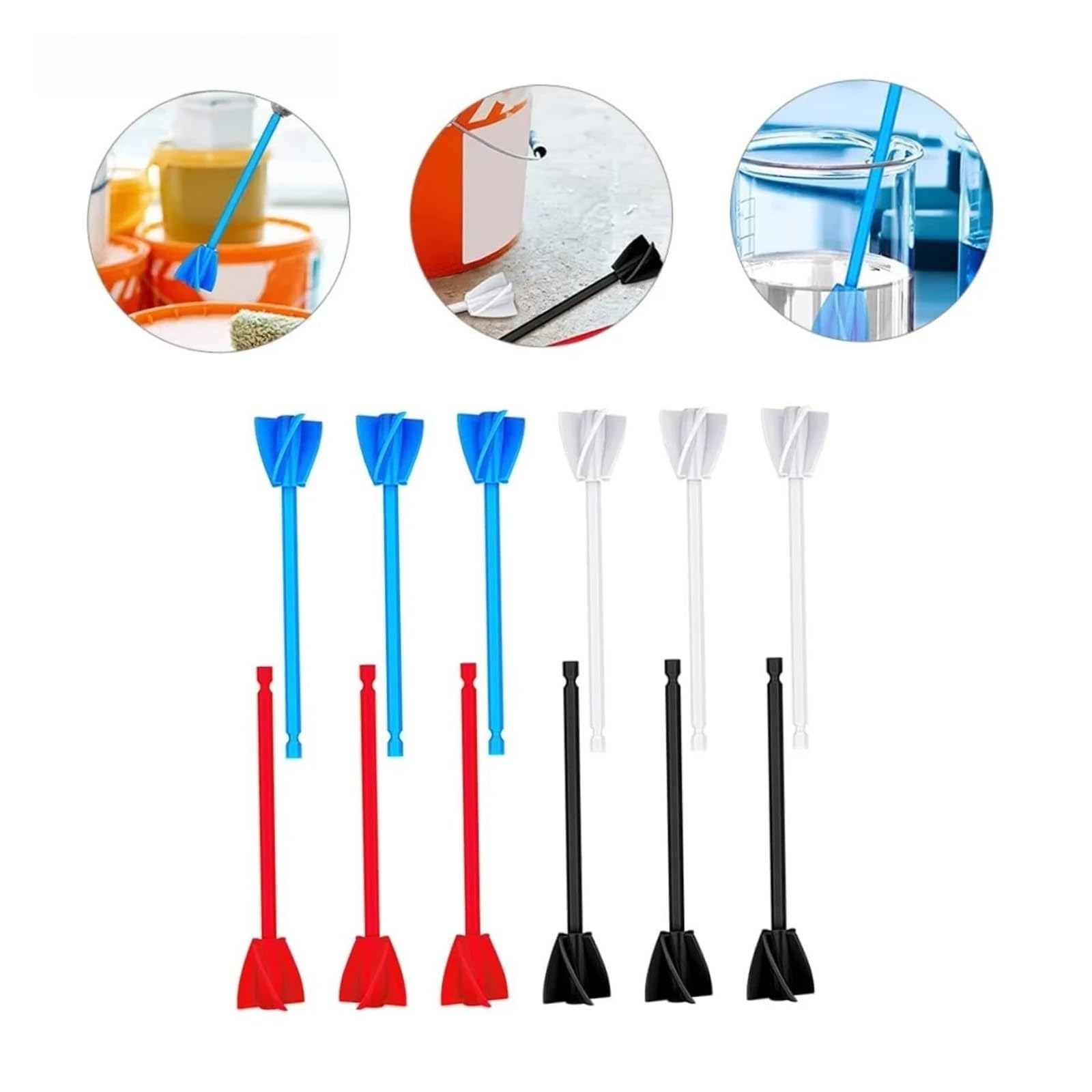 Paleta mezcladora epoxi para taladro, accesorio de agitación de pintura y resina | Mezcla epoxi, resina y pintura fácilmente. Paleta plástica ligera, compatible con taladros estándar.(Blue,8 piece)