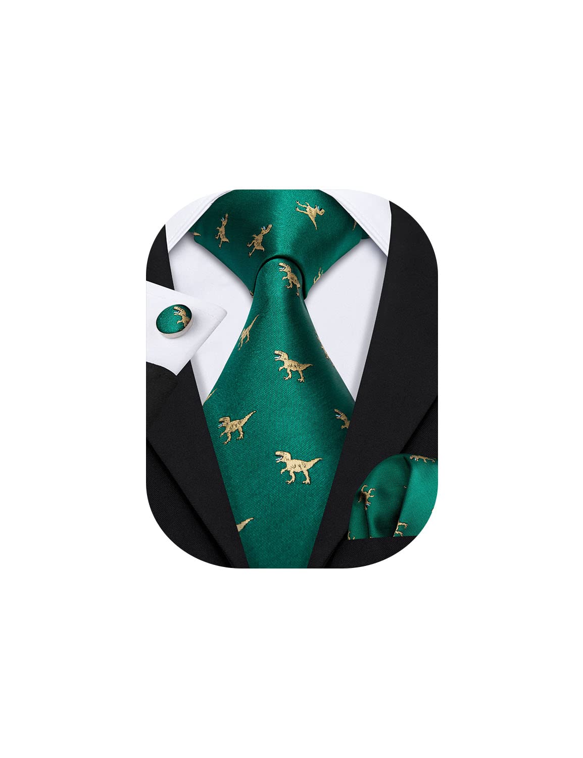 Barry.Wang Barry.Wang Men Tie Solid Silk Tie Pocket Square Cufflinks Set Wedding Plain Tie Business Formal