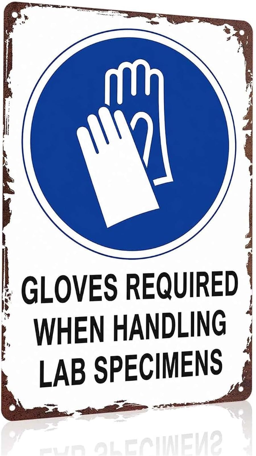 EKFBQBGW Gloves Required Warning Sign Funny Metal Plaque for Office Workshop Garage Classroom Hospital Factory 8 X 12 in
