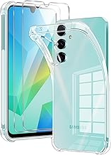 Vauki Coque pour Samsung Galaxy A16 5G/4G avec 2 Verre Trempé, Transparent Étui de Protection Antichoc Anti-Rayures, Mince Souple TPU Silicone Anti-Jaune Bumper Housse Case pour Galaxy A16