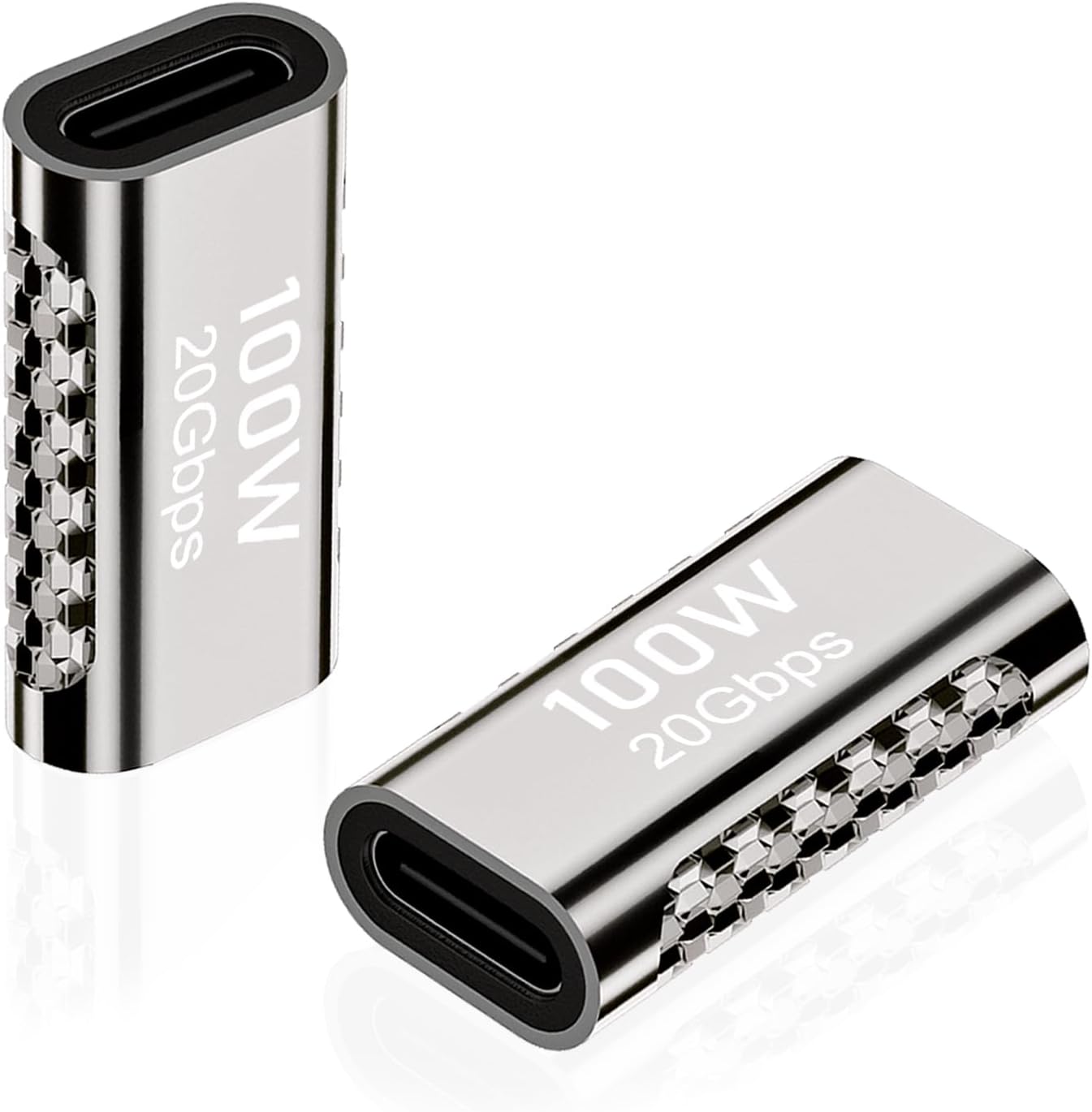 AreMe 2 Pack USB C Female to Female Adapter, USB Type C Coupler Extender Support 100W, 20Gbps, 8K@60Hz for Thunderbolt 4/3, MacBook Pro/Air, Laptop, Phones and More Type C Devices (Grey)