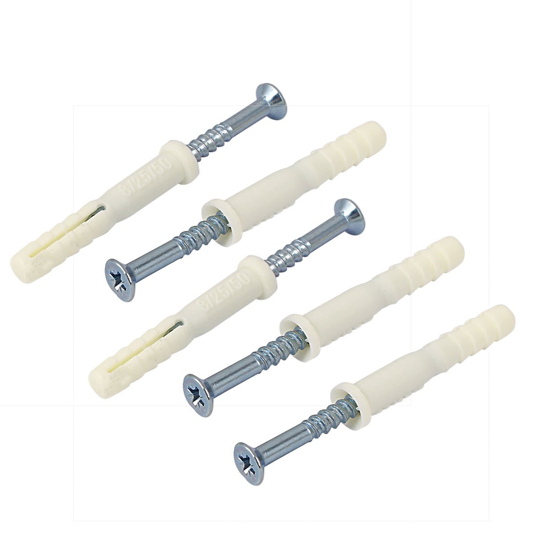 Aexit 5pcs Plastic Anchors Expansion Bolt Connector Wall Screw Anchor Expansion Anchors Self-Tapping Screws