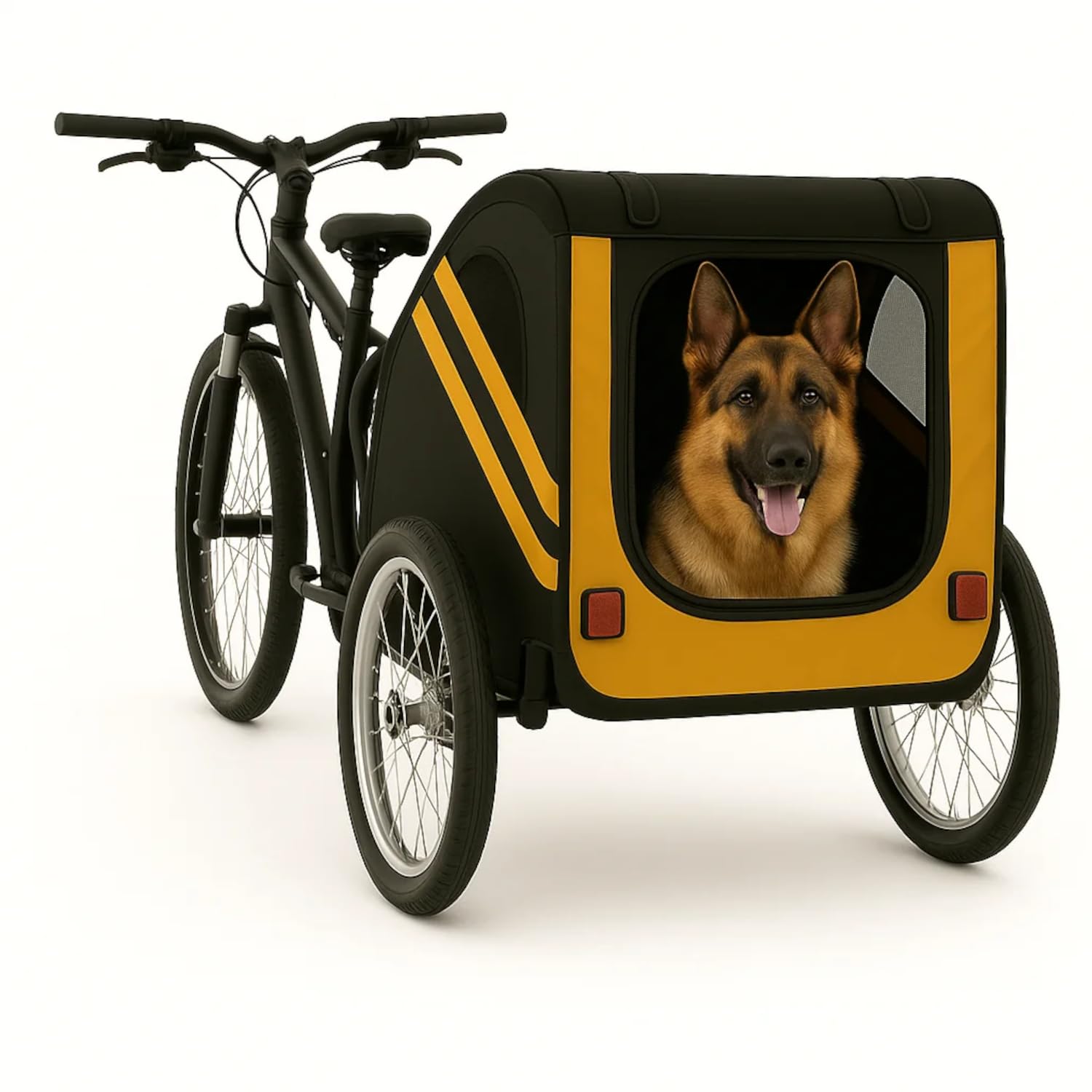 Purlov Remorque de vélo pour chien jusqu'à 40 kg, avec ceinture de sécurité, moustiquaire, housse de pluie, pneus 20" et cadre en acier