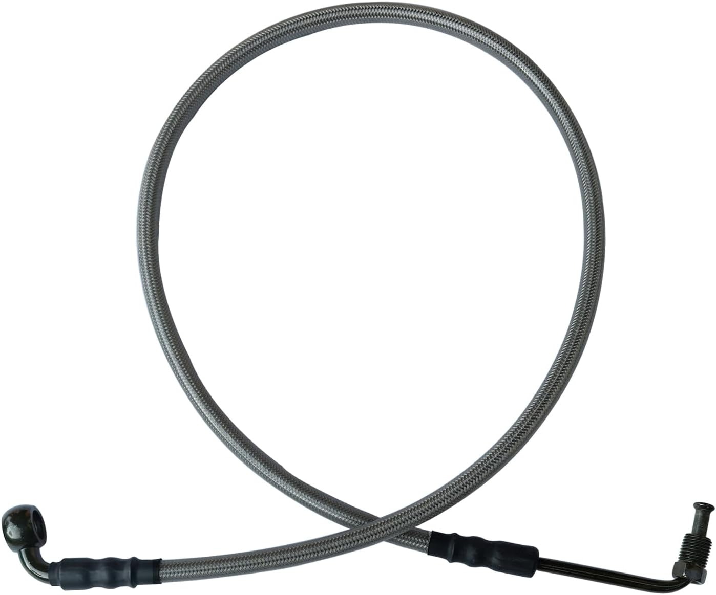 Universal Motorcycle Hydraulic Brake Line 90 Degree Banjo Fit Braided Stainless Brake Hose Line Brake Cables Compatible with ATV UTV Bikes Motocross Street Bikes M10 Banjos 47.2" / 120cm