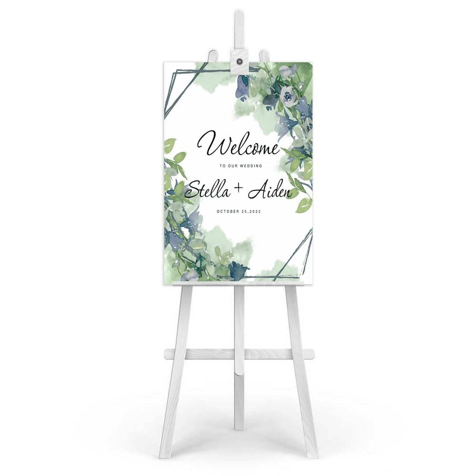 Eukalyptus-Hochzeits-Willkommensschild, individuelles Holz-Willkommensschild, Begrüßungsschild, Begrüßung bei unserer Hochzeit, vertikales Hochzeitsschild aus Holz für Zeremonie, 76,2 x 50,8 cm