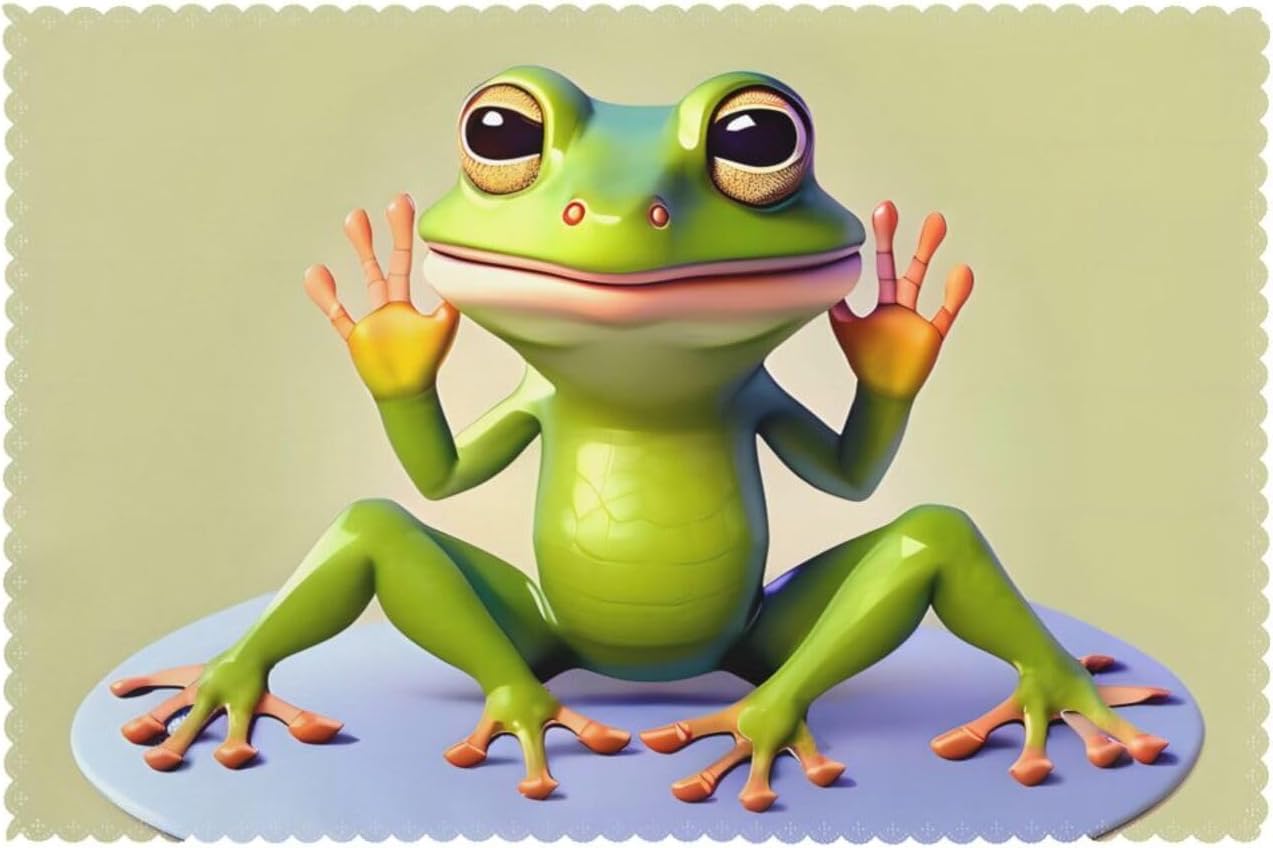 Placemats for Dining Table Set of 6 WHJSHOP The Funny Frog Doing Yoga Prints Hotel Family Banquet