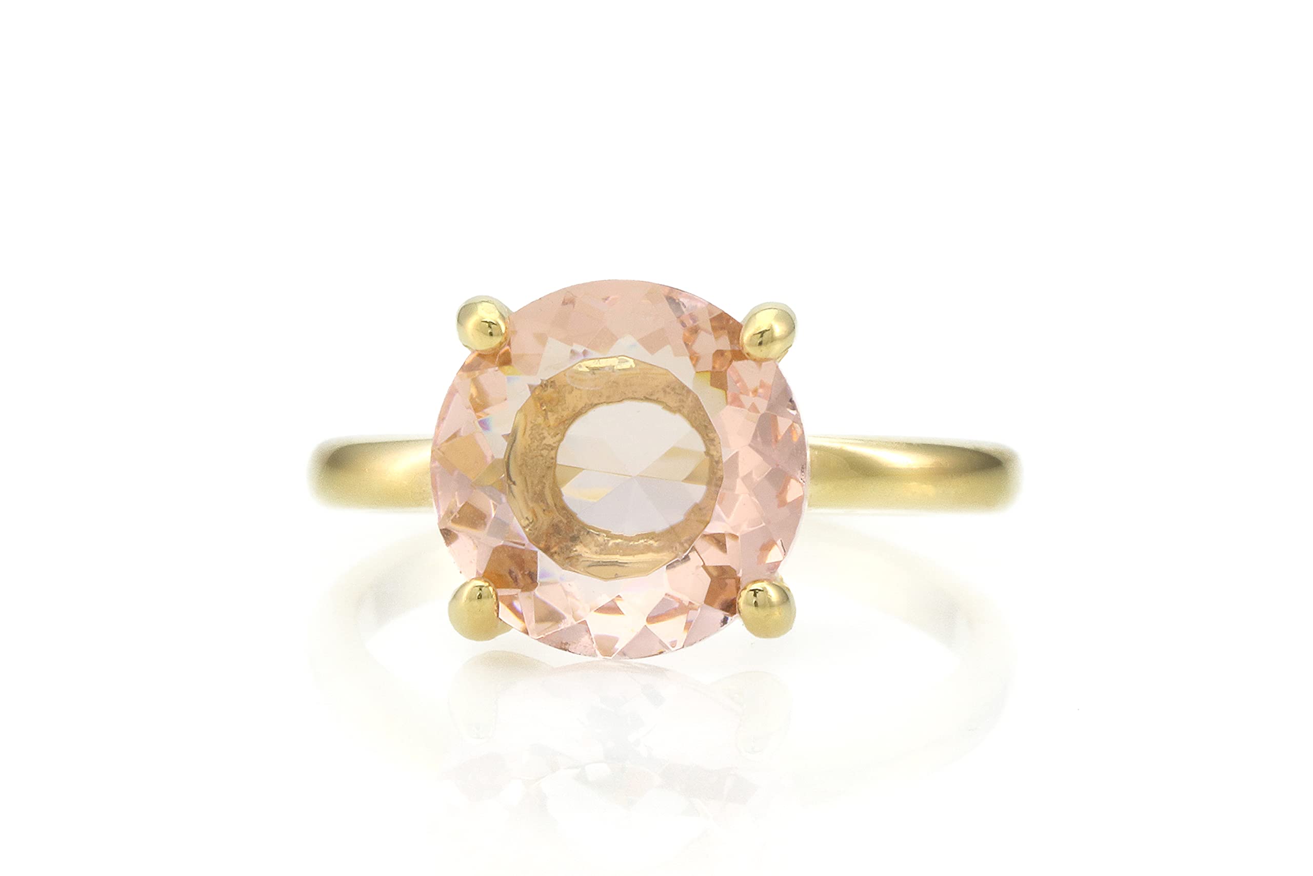 Round Crystal Morganite Ring - Erstaunliche Versprechen Ringe, Verlobungsringe für Frauen - Handgemachte Mode Gold Schmuck, Statement Schmuck, Geschenkschmuck für Damen