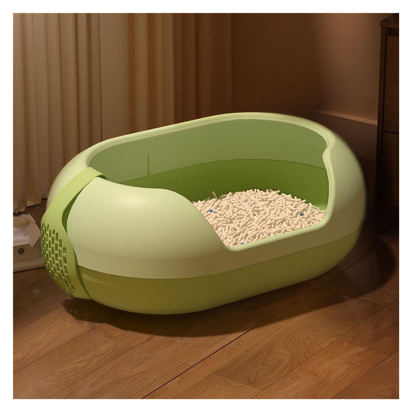 Lettiera per Gatti Lettiera for gatti, grande lettiera for gatti grandi e conigli, lettiera for più gatti, lettiera anti-schizzi for gatti, montaggio senza attrezzi Toilette per Gatti(Green)