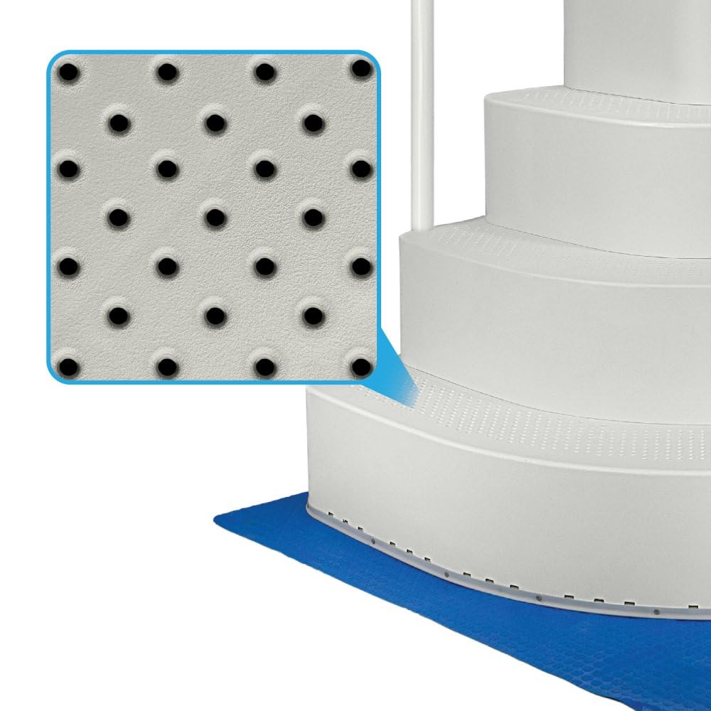 Aqua Select Resin Pool Steps for Above Ground Pools | White | Heavy-Duty ABS Construction | 350 lb Capacity, Non-Slip Step Treads, & Handrail | Includes Liner Guard | No Weights Needed