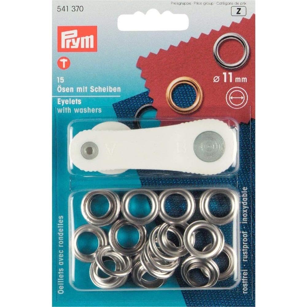 Prym 542426-1 Ojales y Arandelas, Acero Inoxidable, latón, Plata, 14 mm, 80