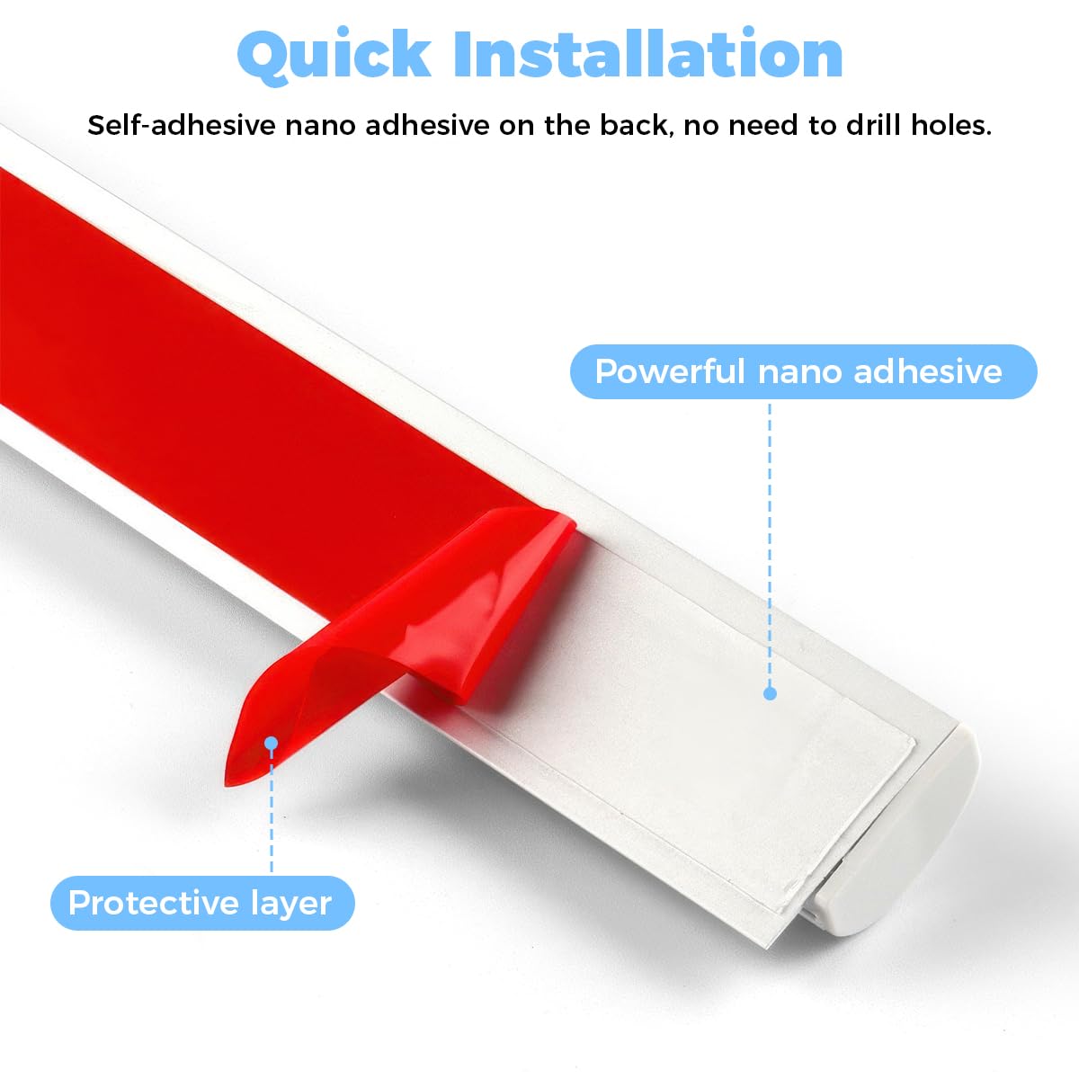 Produktbild von 30cm Selbstklebende Alu-Bonhalter-Klemmleiste – Für Küche, Büro & Kasse (Aluminium, Klebemontage)