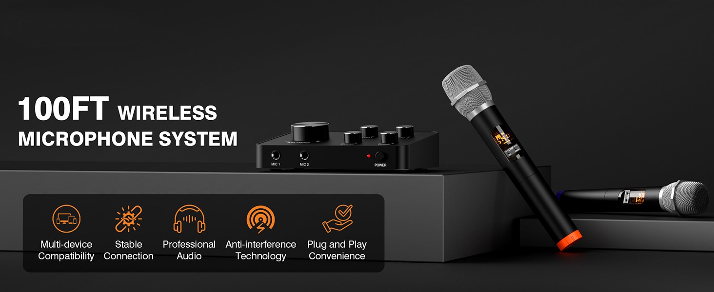 Amazon.com: FEKTIK Wireless Karaoke Microphone System, Dual