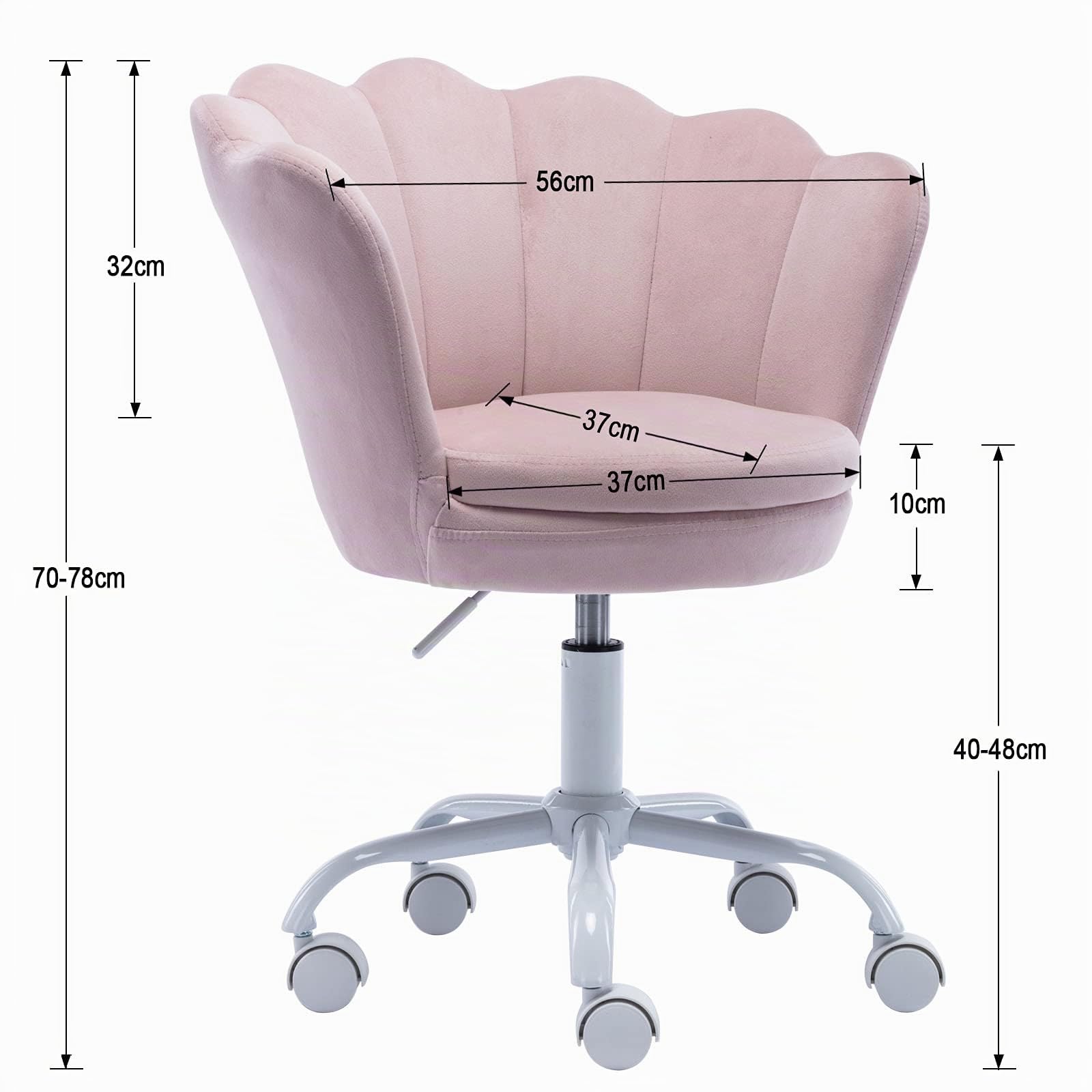 Ya-Home Silla Infantil de Escritorio Silla Giratoria Terciopelo de Estudio,Silla de Oficina Ajustable en Altura para Niños/Juvenil,Rosa Claro