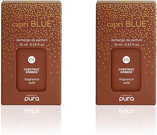 Capri Blue Recambios de Pura Chestnut Embers  Paquete de 2 repuestos de difusor de aceite Pura  Recambios de difusor de Pura con aromas ahumados y disponible en Yaxa El Salvador