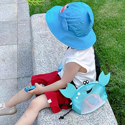 Image of Kids Mesh Beach Bag, Cute Crab-Shaped Seashell Collecting Bag with Adjustable Strap for Holding Shell Beach Toy