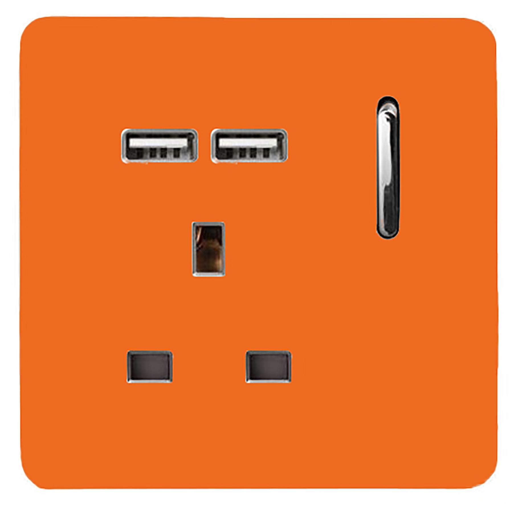 Trendi Switch 1 Gang USB Plug Socket Orange 2100mA Screwless Plate