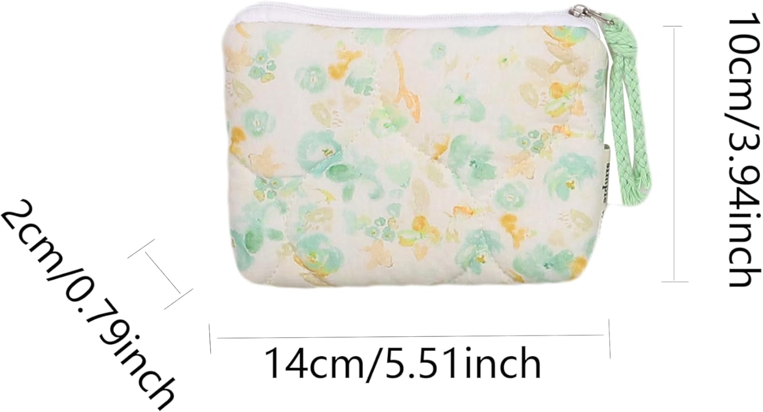 Floral Quilted 2-in-1 Bag Set for Wome Cotton Large Capacity Thickened Handbag Shoulder Tote Mini Organizer Pouch A040