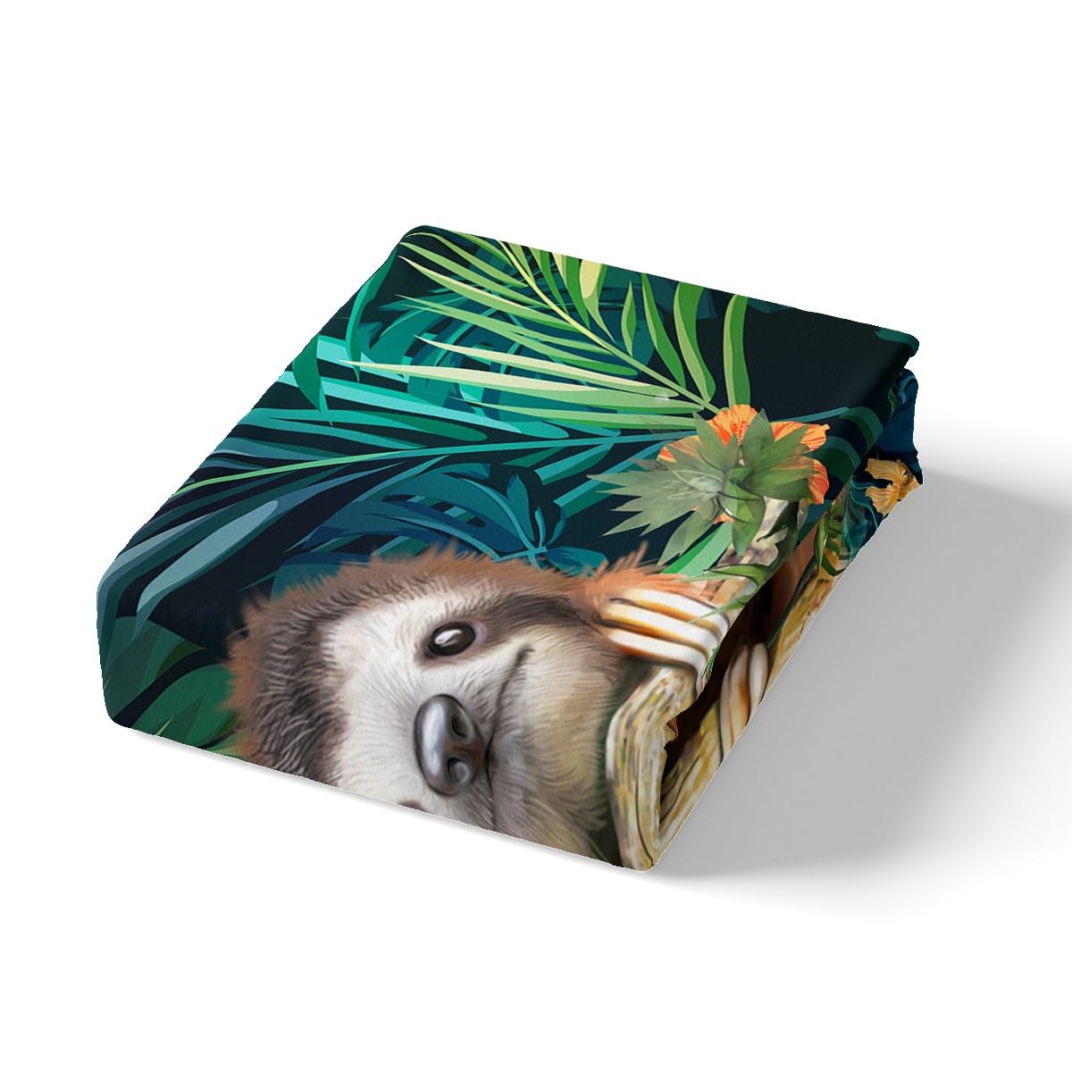 Kids Cute Sloth Bedding Set Cartoon Animal Comforter Cover for Boys Girls Funny Lazy Sloth Tropical Leaves Floral Print Duvet Cover Nature Themed Bedspread Room Decor Quilt Cover Junior/Cot Bed - Image 4