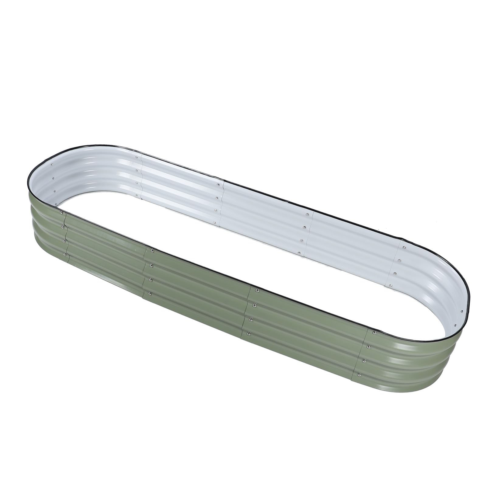 Kit Letto da Giardino Rialzato, Fioriera Rialzata in Metallo Resistente con Bordi Arrotondati Fai da Te Facile da Installare Spessore Maggiore per le Piante (Verde chiaro)