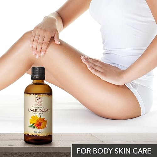 Miniatura 5 de Aceite de caléndula de 3.4 onzas líquidas (3.4 fl oz) – Extracto de flor de caléndula – infundido – Base de aceite de almendra – 100% puro y natural