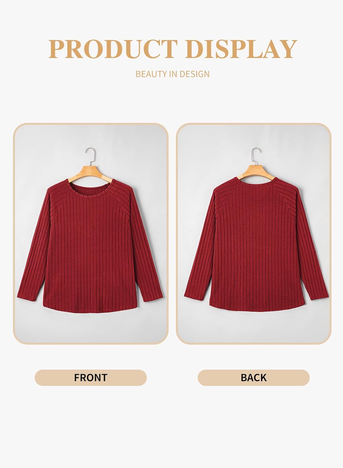 Eytino Plus Size Tops for Women Fall Soft Solid Crewneck Long Sleeve Knitted Pullover Blouses Shirt(1X-5X) - Image 4