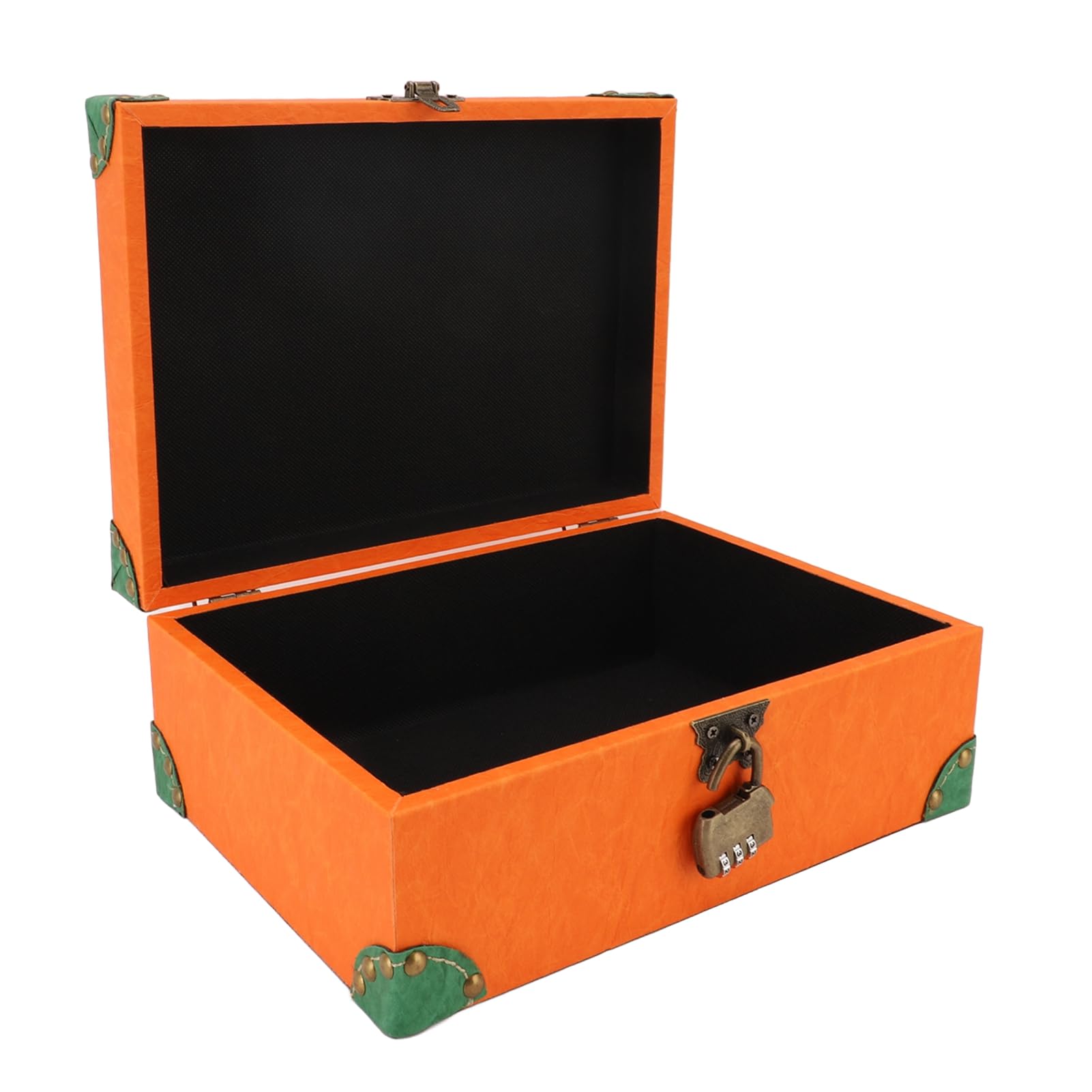 Ejoyous Cofre del Tesoro Caja de Almacenamiento de Recuerdos de Joyas de Cuero de Madera 27 X 20,5 X 11 Cm Caja Cuadrada Hecha a Mano con Cerradura para Dormitorio Sala de Estar Oficina Estudio