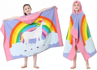 MOKANI Kids Hooded Cotton Towels - Super Soft Thick Absorbent 50x30" Beach Bath Poncho for Boys Girls Ages 3-12