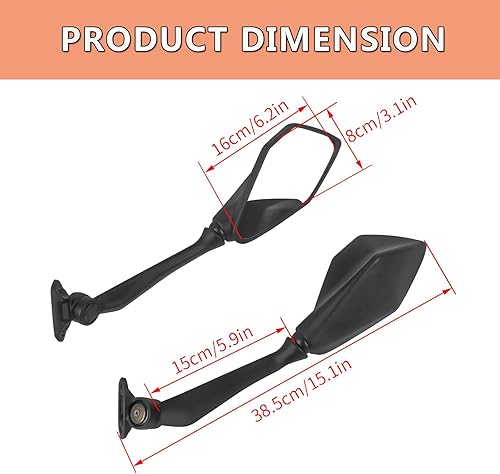 Miniatura 4 de Worldmotop - Espejo retrovisor lateral ajustable para motocicleta, repuesto para KAWASAKI Ninja 400 Ninja400 2018 2019 2020 2021 2022 (para tipo