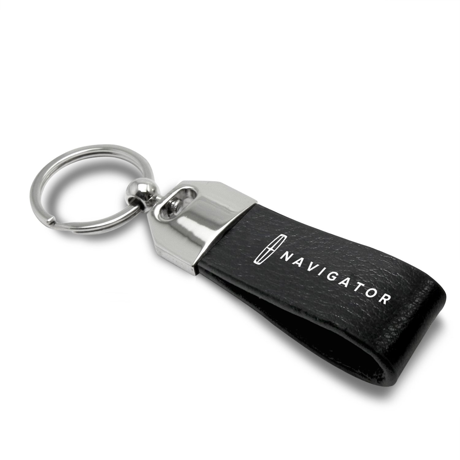 iPick ImageLarge Genuine Black Leather Loop Strap Key Chain - Lincoln Navigator