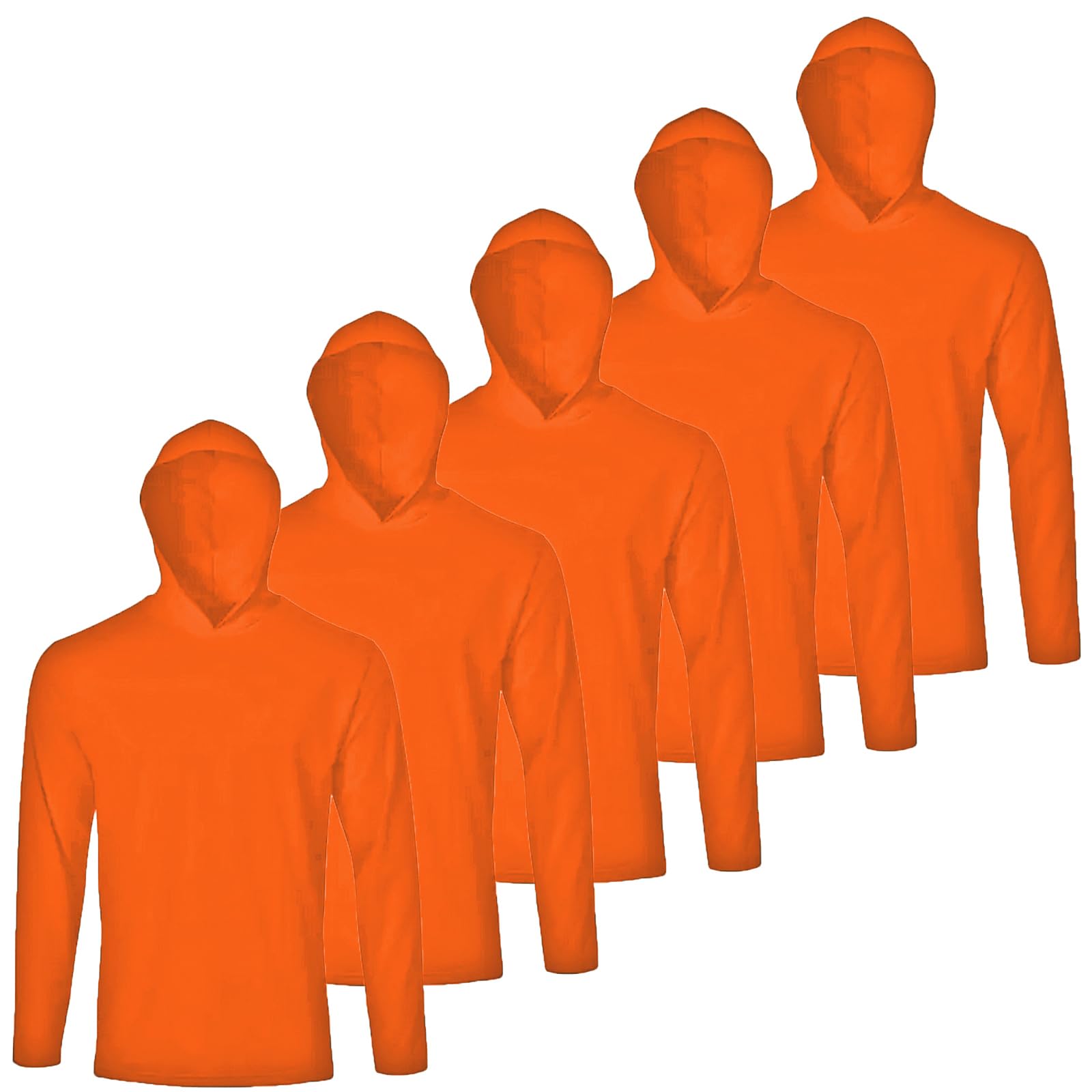 Mens Active Athletic T-Shirts Set Long Sleeve Sun Protective Quick Dry Hoodies Shirt 5 Pack