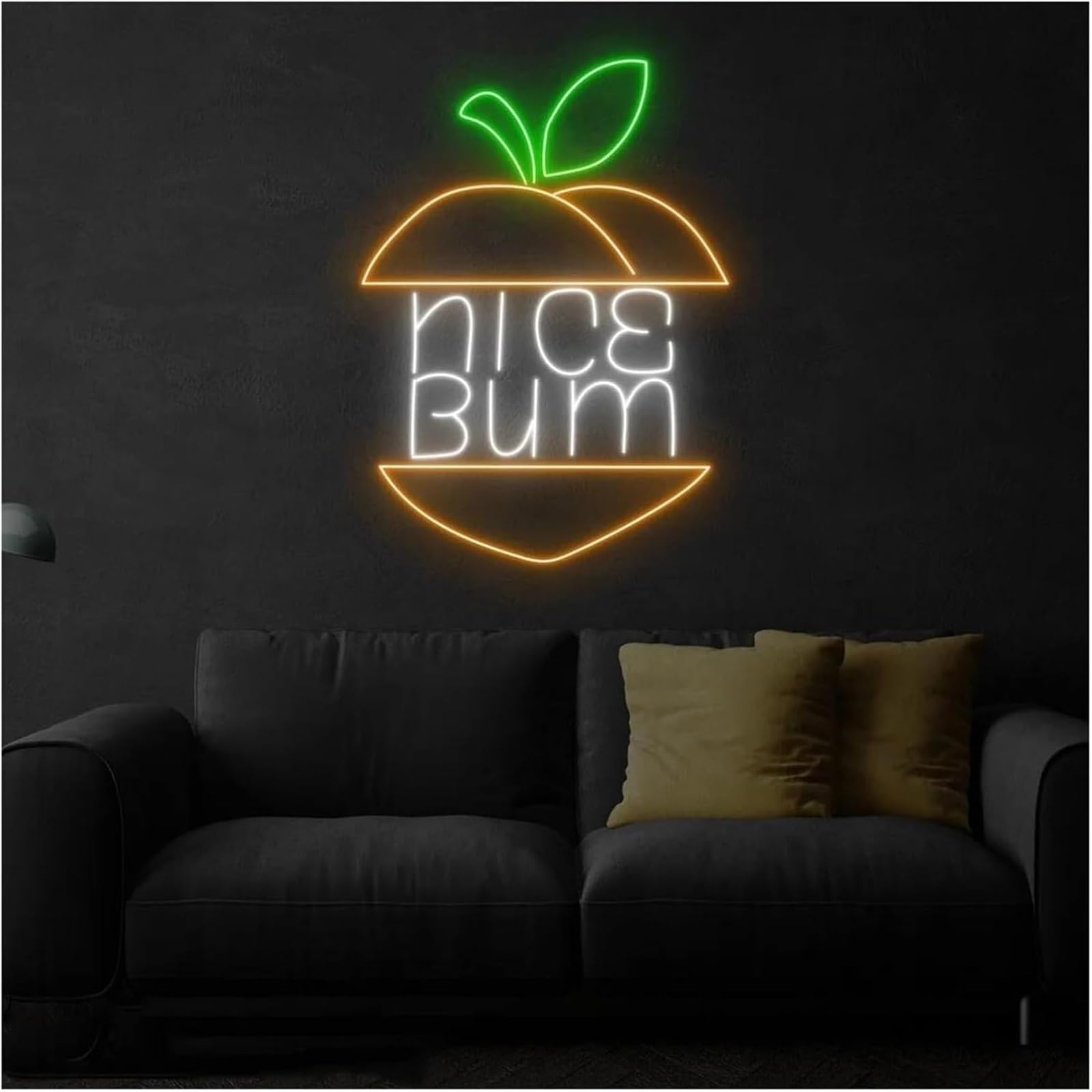 Luz de neón Letrero de neón Nice Bum para baño, inodoro y ducha, decoración pared 38 cm