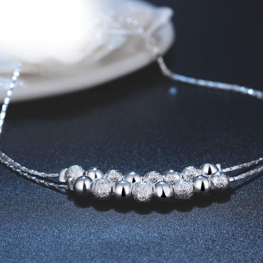 Regalo di compleanno per festa di ragazza donna europea Due strati di perline Cavigliera in argento sterling 925 Cavigliera all'ingrosso