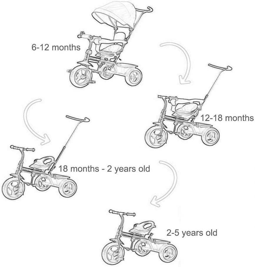 Tricycle Trike Kids Outdoor Recreation Trike, Children 4 in 1 Tricycle, 1-6 Years Old Girls Boys Sunshade Tricycle, 3 Colors, 103x48x73cm (Color: Blue)
